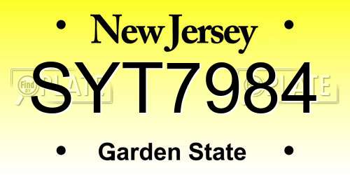 SYT7984 New Jersey License Plate