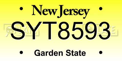 SYT8593 New Jersey License Plate