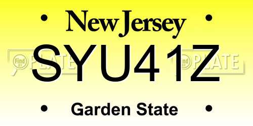 SYU41Z New Jersey License Plate