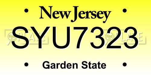 SYU7323 New Jersey License Plate