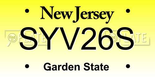SYV26S New Jersey License Plate