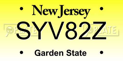 SYV82Z New Jersey License Plate