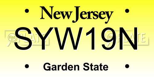 SYW19N New Jersey License Plate