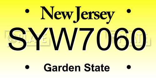 SYW7060 New Jersey License Plate