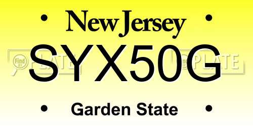 SYX50G New Jersey License Plate