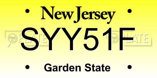 SYY51F New Jersey License Plate