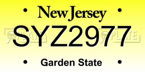 SYZ2977 New Jersey License Plate