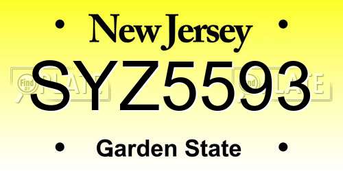 SYZ5593 New Jersey License Plate