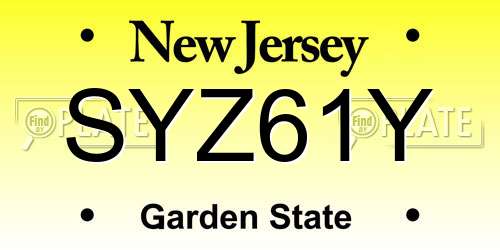 SYZ61Y New Jersey License Plate