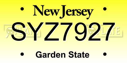 SYZ7927 New Jersey License Plate