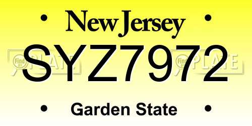 SYZ7972 New Jersey License Plate