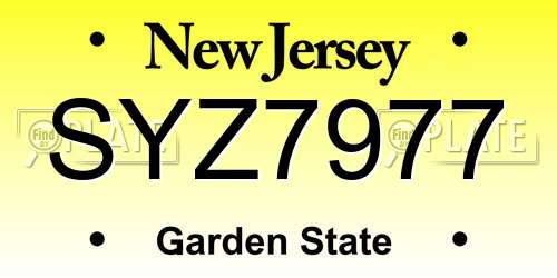 SYZ7977 New Jersey License Plate