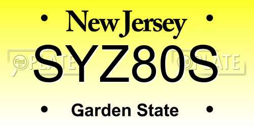 SYZ80S New Jersey License Plate