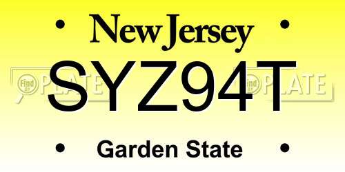 SYZ94T New Jersey License Plate