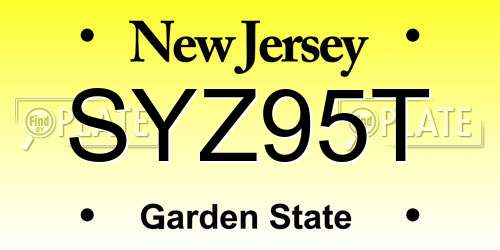 SYZ95T New Jersey License Plate