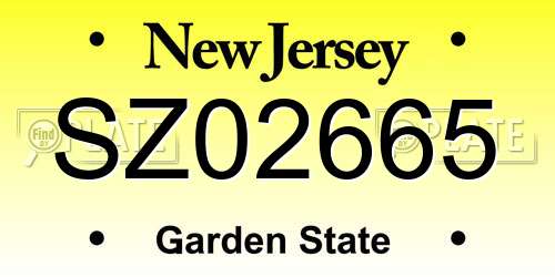 SZ02665 New Jersey License Plate