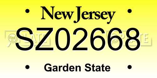 SZ02668 New Jersey License Plate