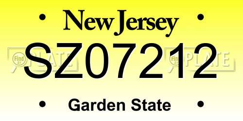 SZ07212 New Jersey License Plate