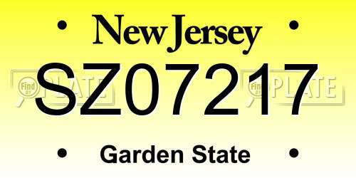 SZ07217 New Jersey License Plate