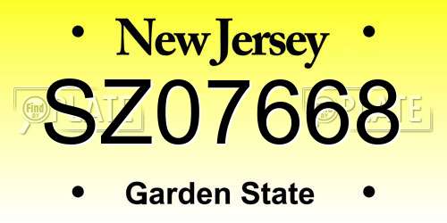 SZ07668 New Jersey License Plate