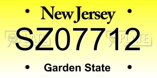 SZ07712 New Jersey License Plate