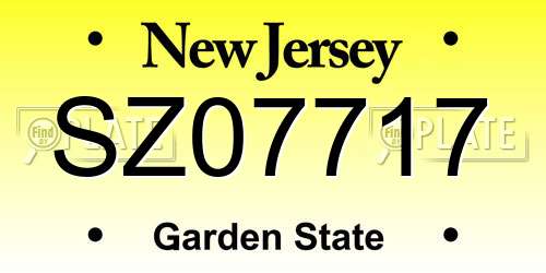 SZ07717 New Jersey License Plate
