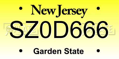 SZ0D666 New Jersey License Plate