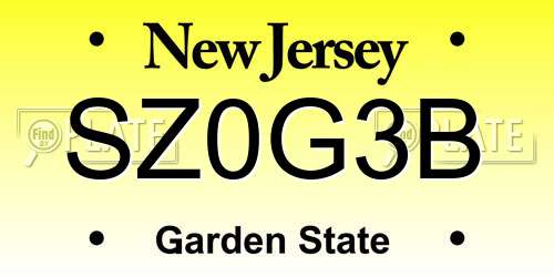 SZ0G3B New Jersey License Plate