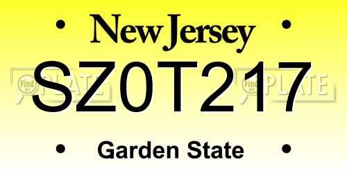 SZ0T217 New Jersey License Plate
