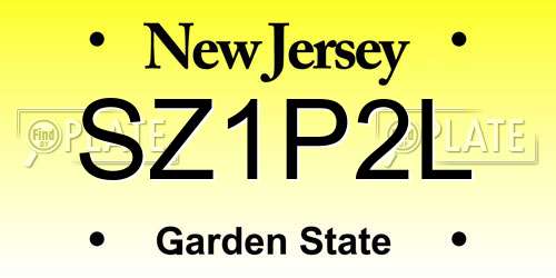 SZ1P2L New Jersey License Plate