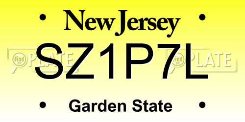 SZ1P7L New Jersey License Plate