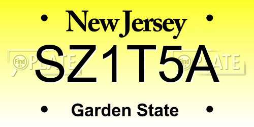 SZ1T5A New Jersey License Plate