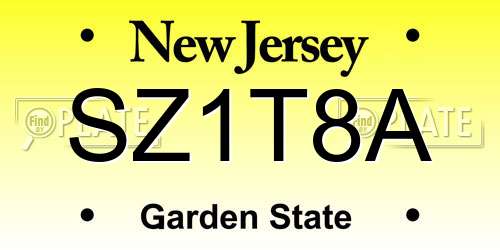 SZ1T8A New Jersey License Plate