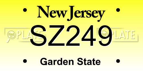 SZ249 New Jersey License Plate