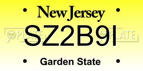 SZ2B9I New Jersey License Plate