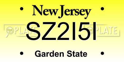 SZ2I5I New Jersey License Plate
