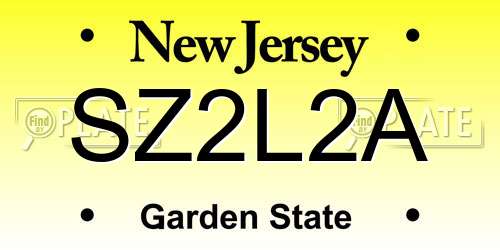 SZ2L2A New Jersey License Plate