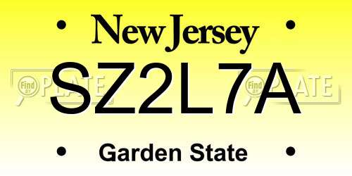 SZ2L7A New Jersey License Plate