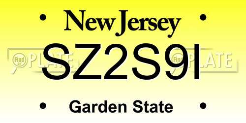 SZ2S9I New Jersey License Plate
