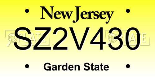SZ2V430 New Jersey License Plate