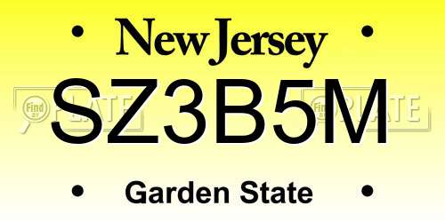 SZ3B5M New Jersey License Plate