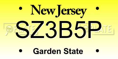 SZ3B5P New Jersey License Plate