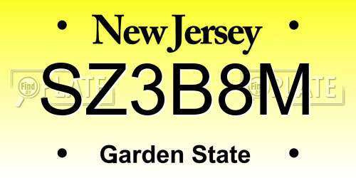 SZ3B8M New Jersey License Plate