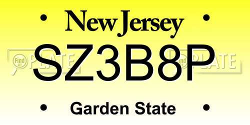 SZ3B8P New Jersey License Plate