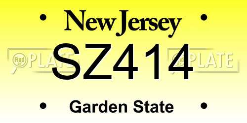 SZ414 New Jersey License Plate
