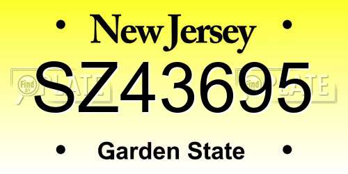 SZ43695 New Jersey License Plate