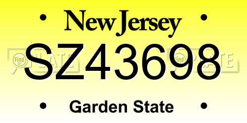 SZ43698 New Jersey License Plate