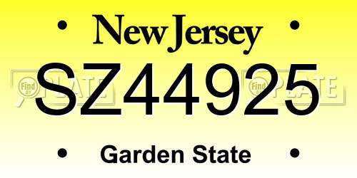 SZ44925 New Jersey License Plate