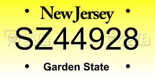 SZ44928 New Jersey License Plate