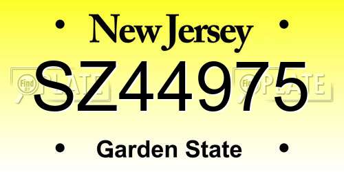 SZ44975 New Jersey License Plate